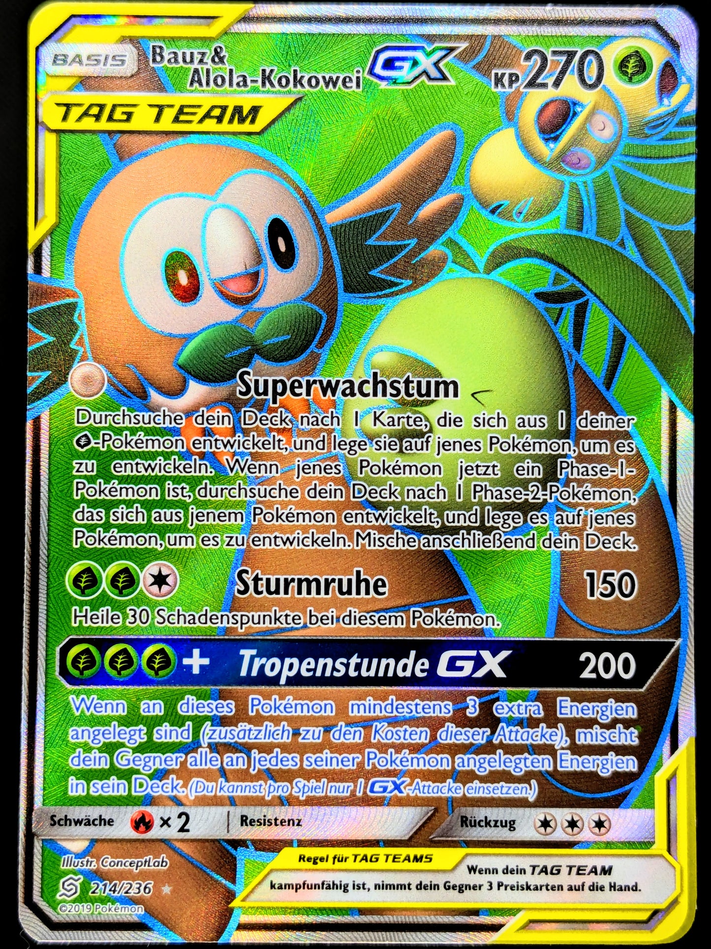 Bauz & Alola-Kokowei GX Tag Team Full Art 214/236 DE