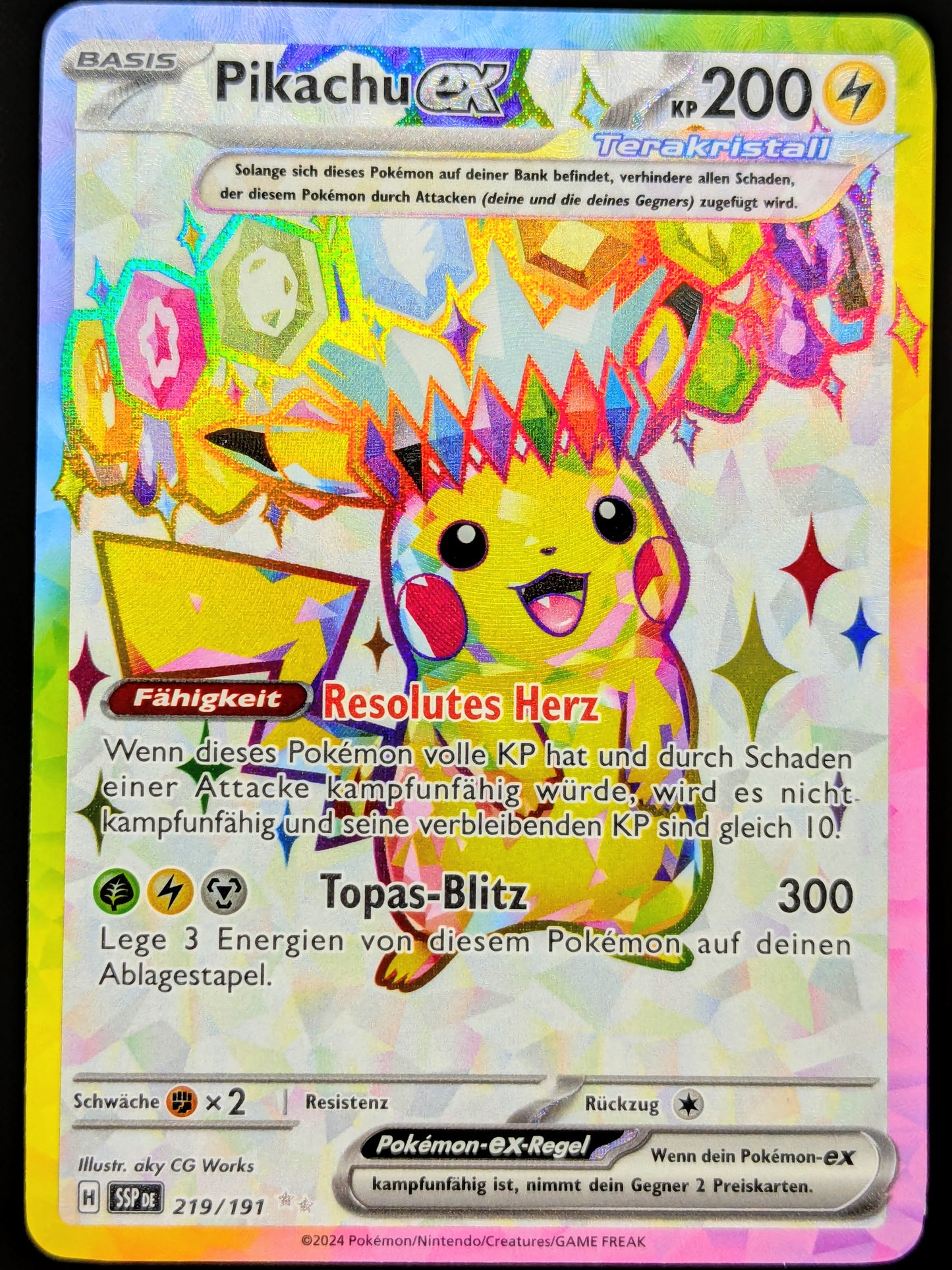 Pikachu Ex Terakristall Full Art 219/191 DE